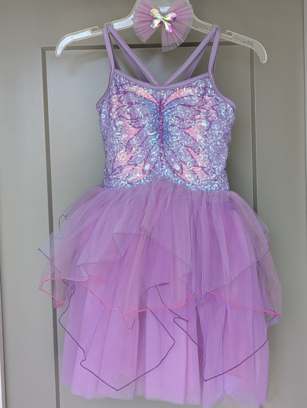 Weissman Lavender Sequin Butterfly Tutu Dress